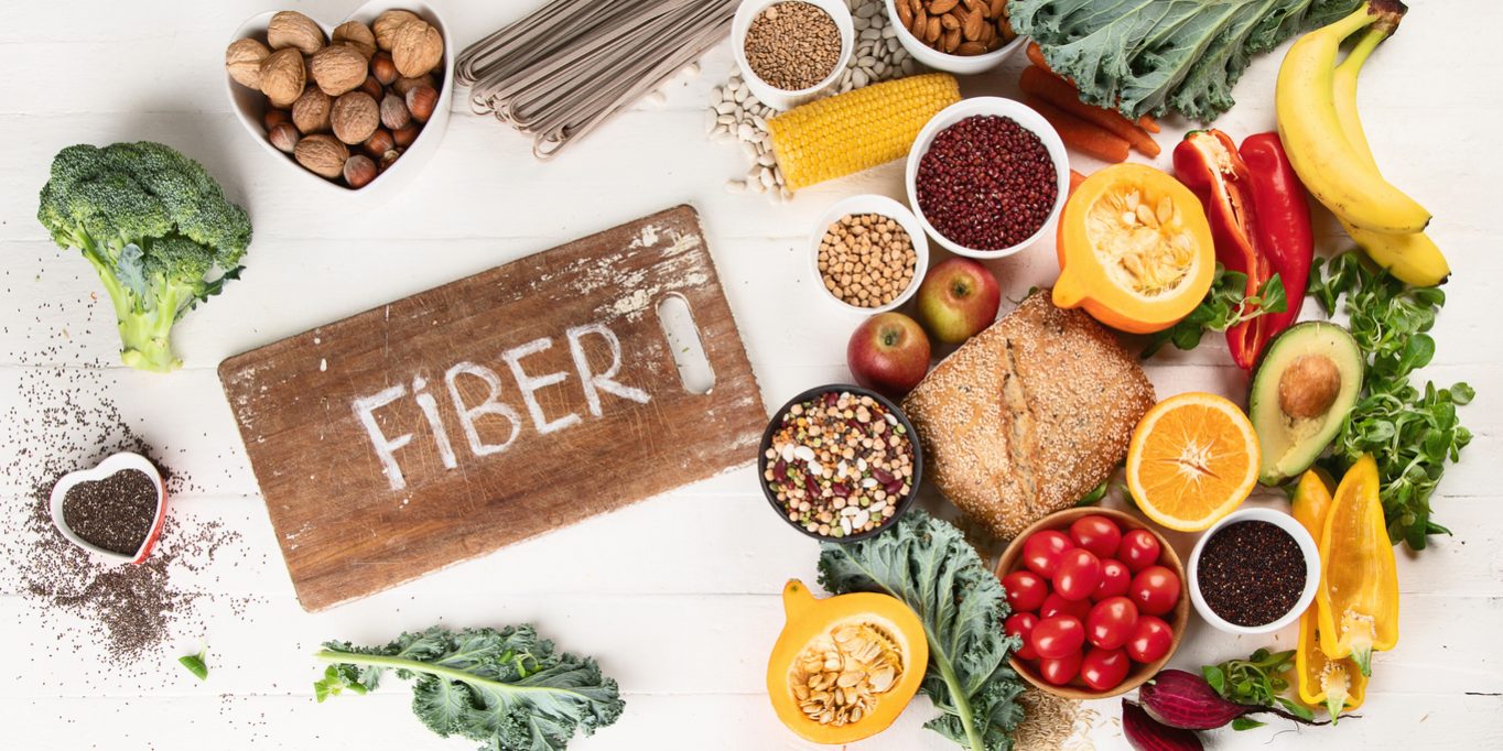 High Fiber Foods. Healthy balanced dieting concept. Top view