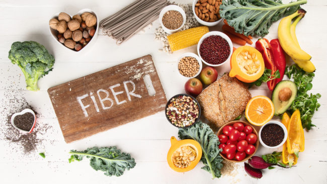 High Fiber Foods. Healthy balanced dieting concept. Top view